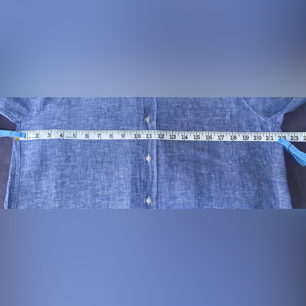 Frank & Eileen Rory Long Sleeve Linen Shirtdress dress Size: M FAMOUS BLUE - Picture 12 of 14